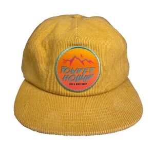 Powder Hound Ski Alaska AK Bike Shop Trucker Snapback Hat Cap Corduroy Yellow